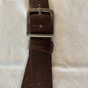 Bill Adler Perforated Brown Leather Belt for Jeans Size 36